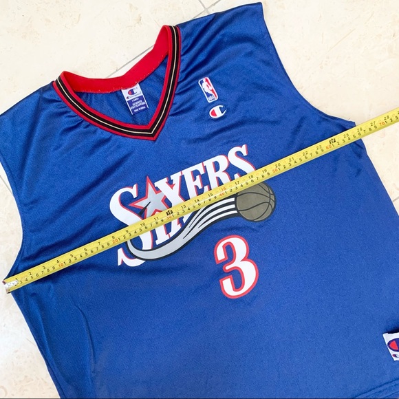 CHAMPION | ALLEN IVERSON #3 PHILADELPHIA SIXERS ALTERNATE JERSEY RARE - Picture 4 of 12